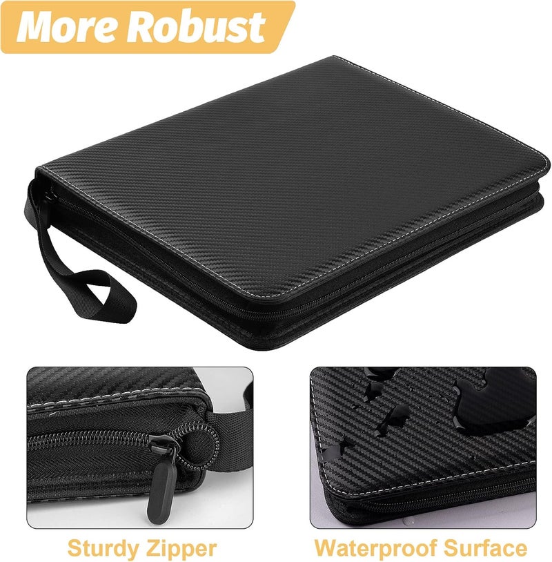 GERMUN Trading Card Binder, 900 Pockets Card Binder, 9-Poccket Sided Pocket Sports Card Binder, Premium Card Binders Compatible with MTG, TCG, Baseball Cards(Carbon Black) - Image 2
